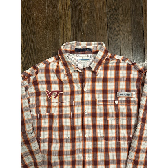Virginia Tech Hokies Columbia PFG Omni Shade‎ Vented Fishing Shirt Men's Medium - Picture 1 of 9